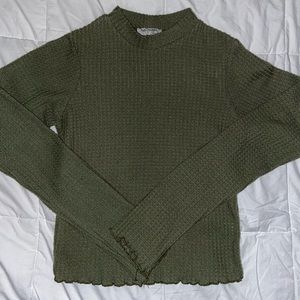 Waffle Patterned Green Longsleeve